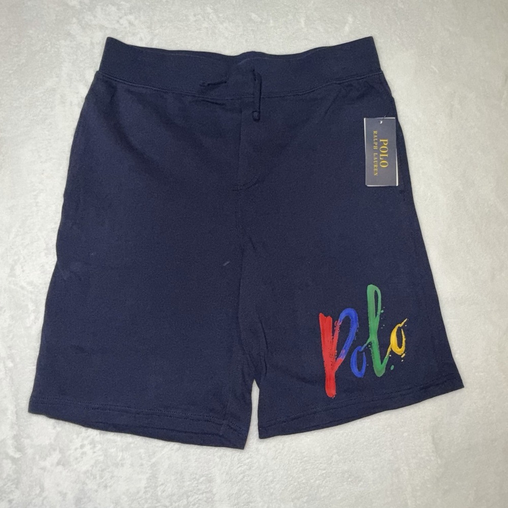 POLO Ralph Lauren Boys Classic Fleece Shorts Sz Large 14-16 NWT $45 Navy Blue